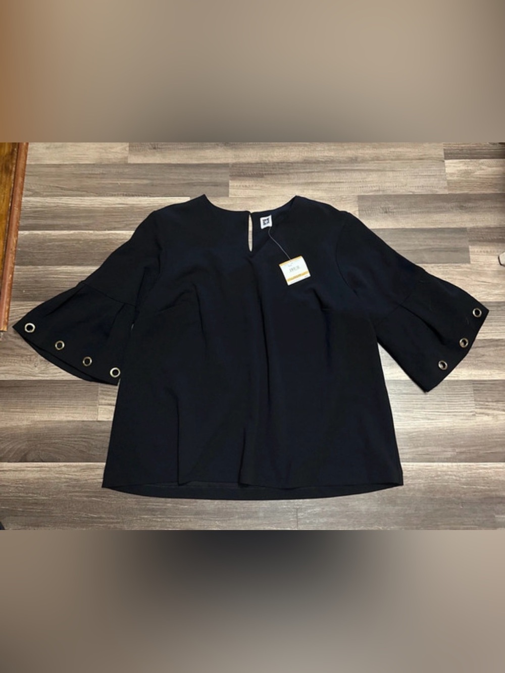 Anne Klein black blouse with three-quarter bell sleeves women’s size XXL